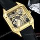 Super Clone Cartier Santos Dumont Skeleton Yellow Gold Blue Band Micro Rotor (3)_th.jpg